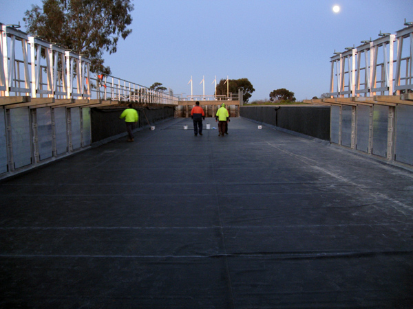 土工膜施工現(xiàn)場